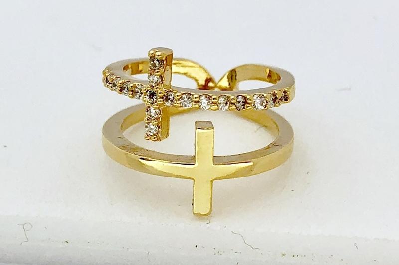 [Ozel] Layered Glossy Brass Cubic Ring
