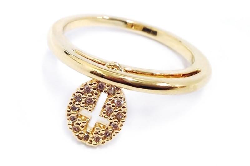 [Ozel] Daily Point Glossy Brass Cubic Ring