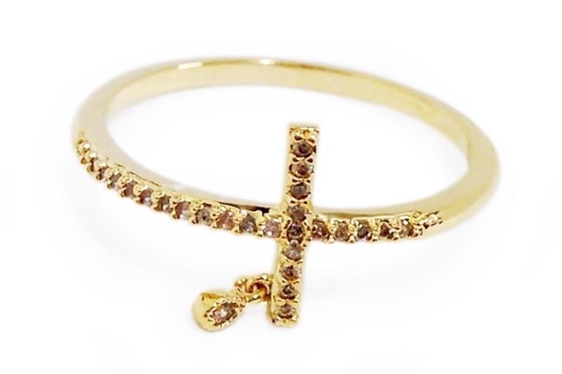 [Ozel] Sophisticated Glossy Brass Cubic Ring