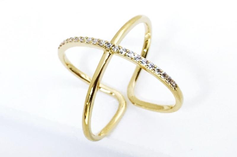 [Ozel] Layered Glossy Brass Cubic Ring