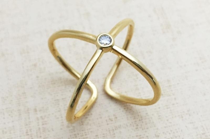 [Ozel] Elegant Glossy Brass Cubic Ring