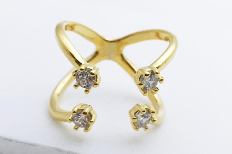 [Ozel] Layered Glossy Brass Cubic Ring