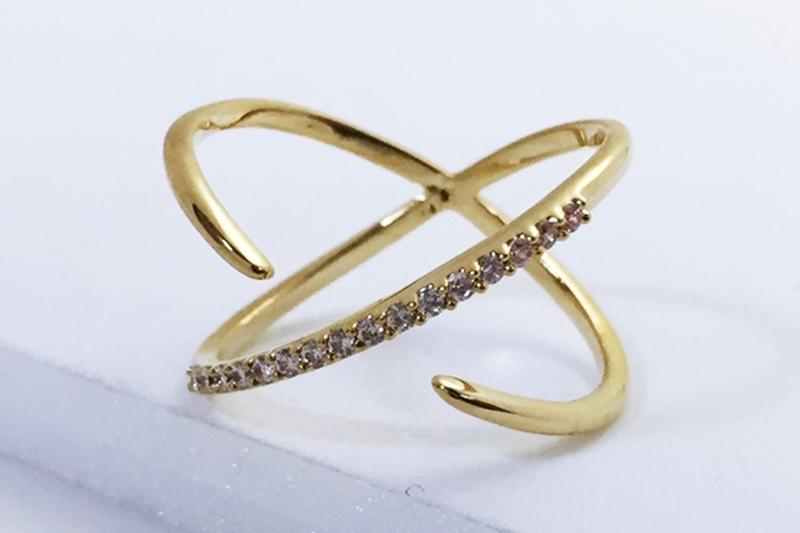 [Ozel] Daily Point Glossy Brass Cubic Ring