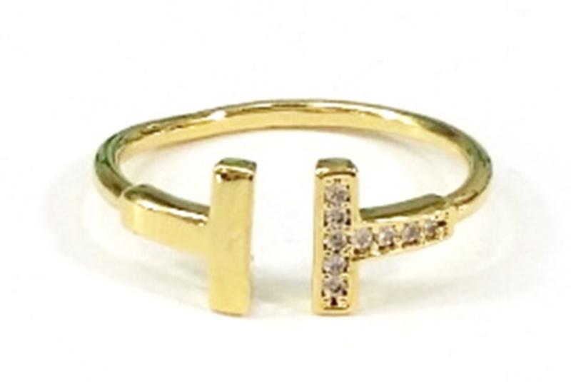 [Ozel] Layered Glossy Brass Cubic Ring