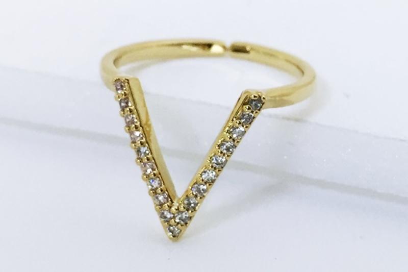 [Ozel] Romantic Mood Glossy Brass Cubic Ring