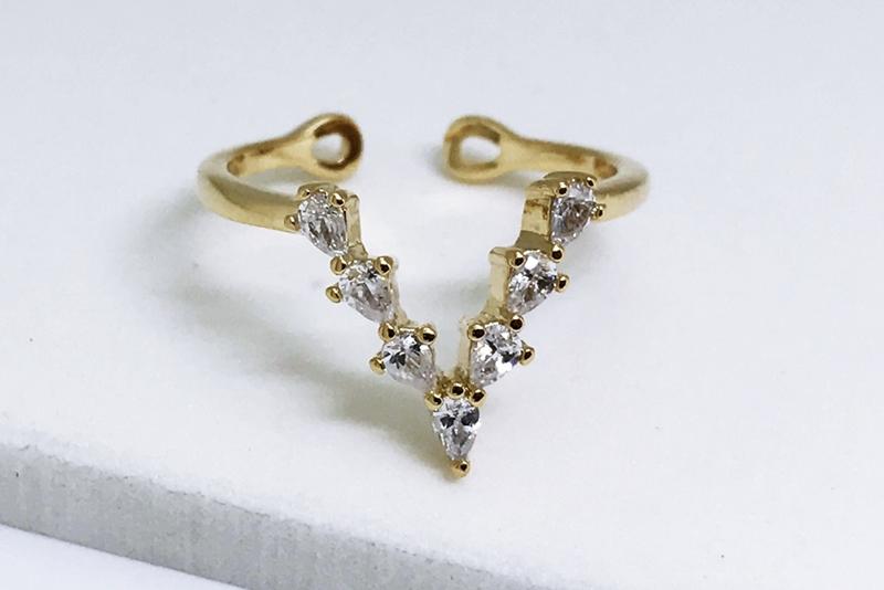[Ozel] Wedding Guest Look Glossy Brass Cubic Ring