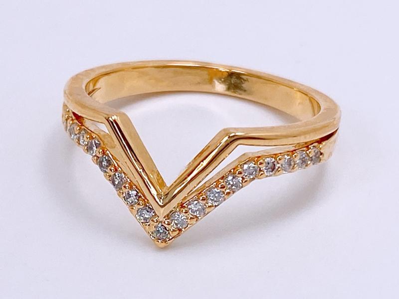 [Ozel] Vintage Vibe Glossy Brass Cubic Ring