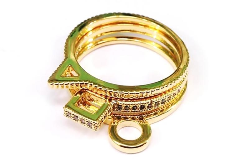 [Ozel] Stylish Glossy Brass Cubic Ring