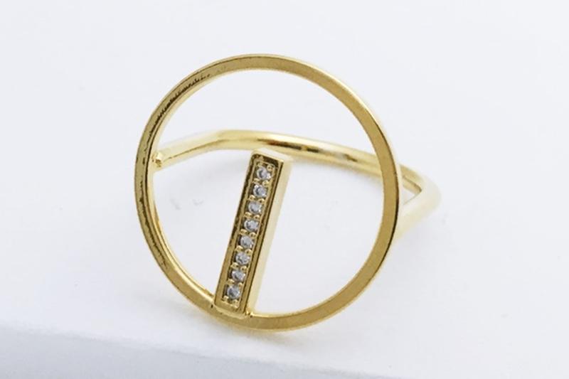 [Ozel] Trendy Glossy Brass Cubic Ring