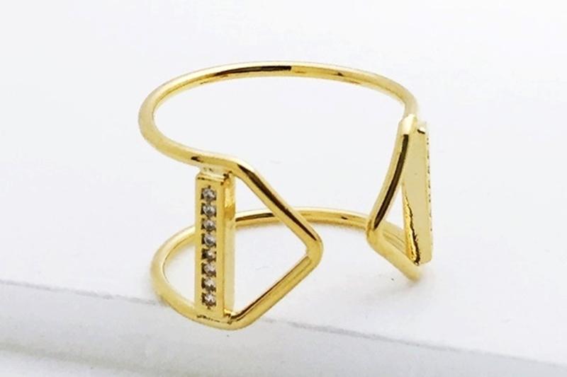 [Ozel] Layered Glossy Brass Cubic Ring