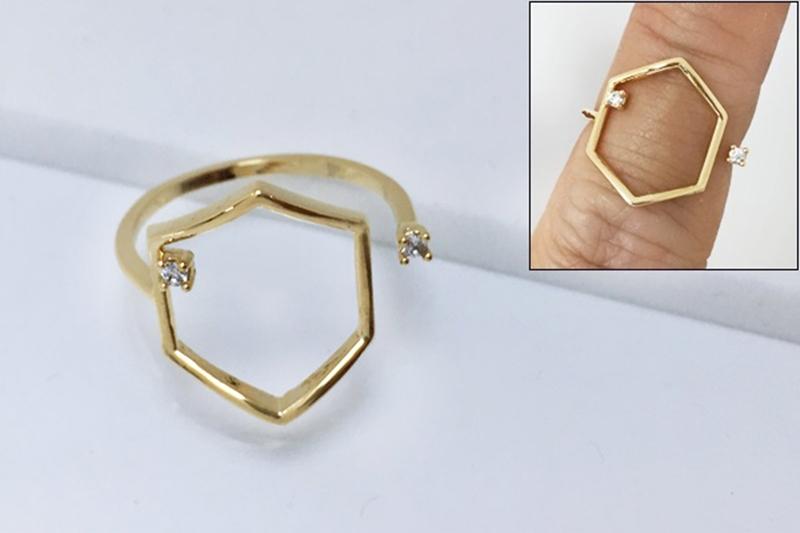 [Ozel] Layered Glossy Brass Cubic Ring