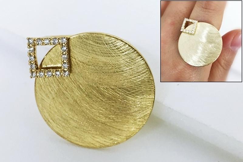 [Ozel] Unique Mood Asymmetrical Curve Brass Cubic Ring