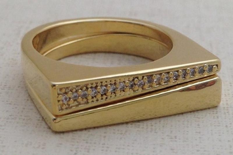 [Ozel] Romantic Mood Glossy Brass Cubic Ring