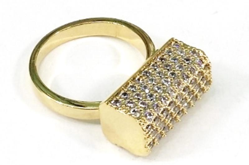 [Ozel] Sophisticated Glossy Brass Cubic Ring