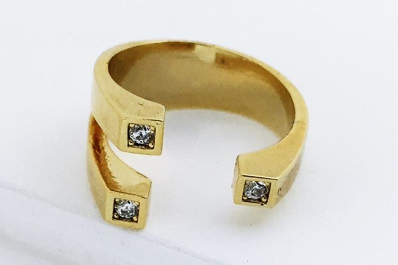 [Ozel] Feminine Glossy Brass Cubic Ring