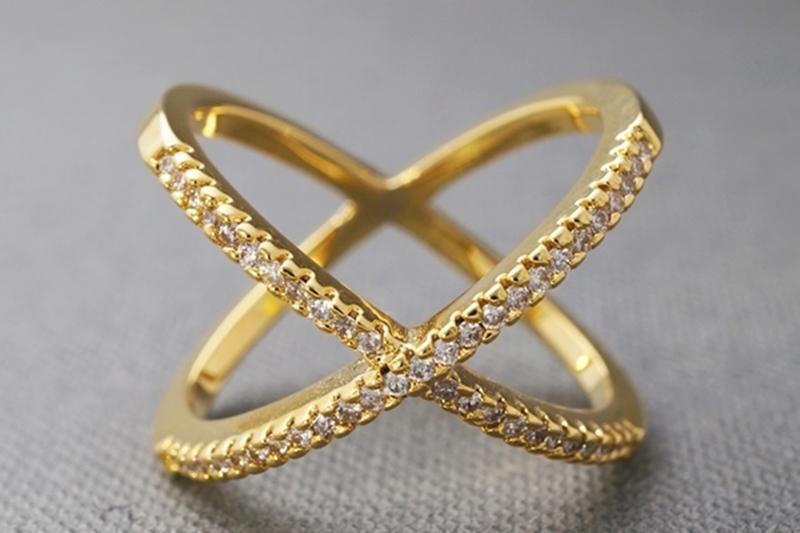[Ozel] Daily Point Glossy Brass Cubic Ring