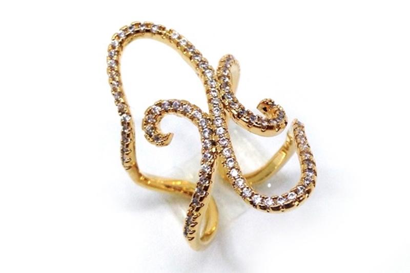 [Ozel] Point Look Glossy Brass Cubic Ring