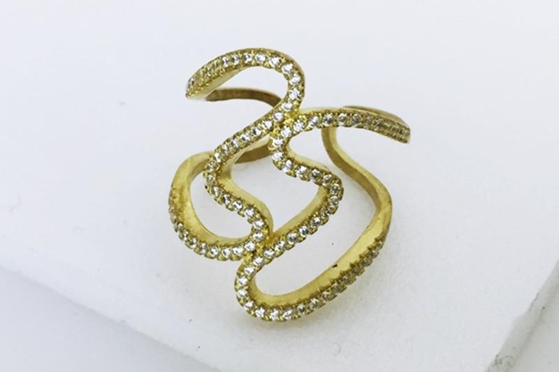[Ozel] Point Look Glossy Brass Cubic Ring