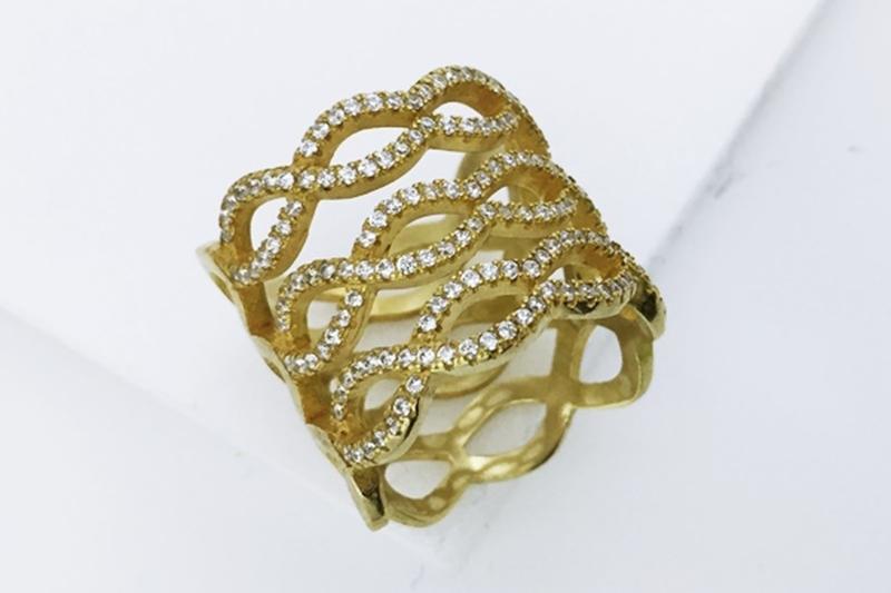 [Ozel] Feminine Glossy Brass Cubic Ring