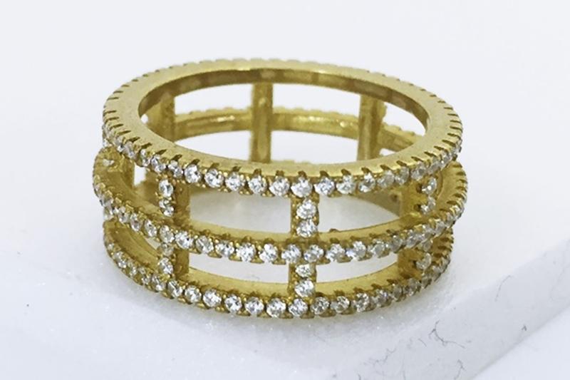 [Ozel] Delicate Fit Glossy Brass Cubic Ring