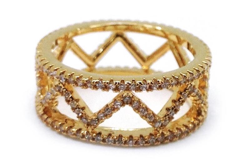 [Ozel] Statement Look Glossy Brass Cubic Ring
