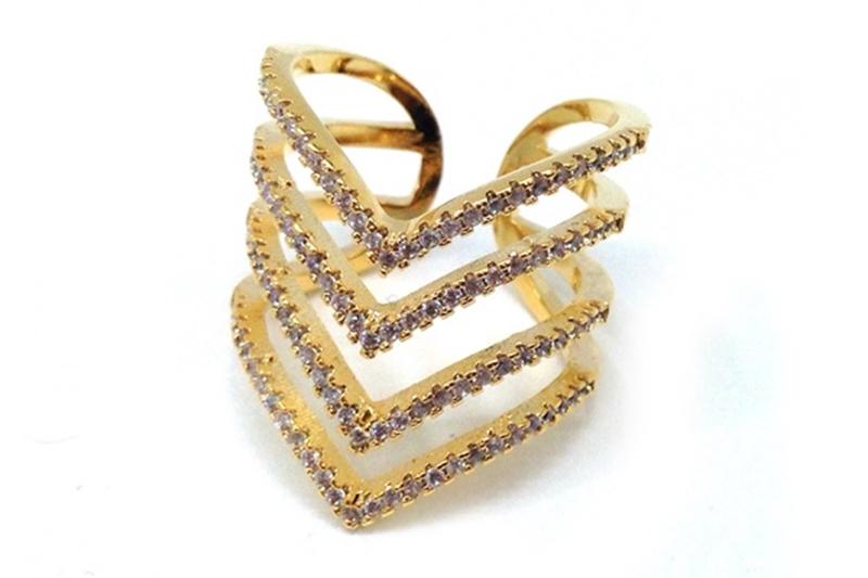 [Ozel] Wedding Guest Look Glossy Brass Cubic Ring