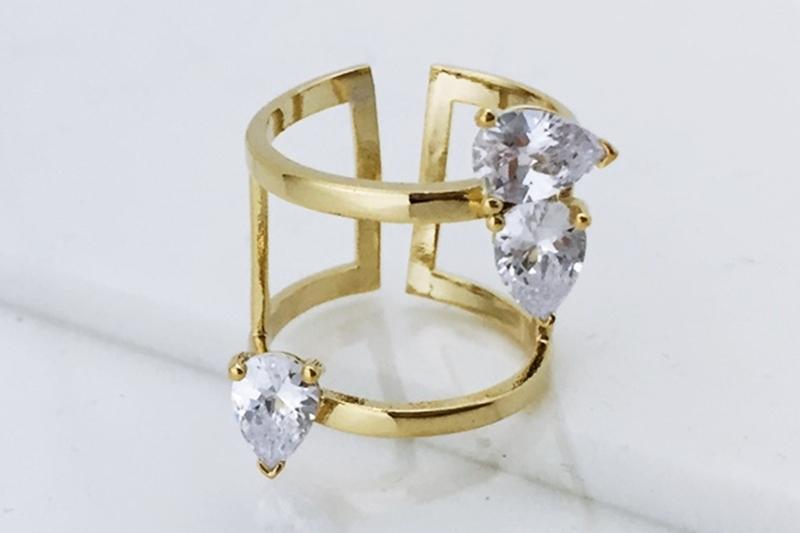 [Ozel] Feminine Glossy Brass Cubic Ring