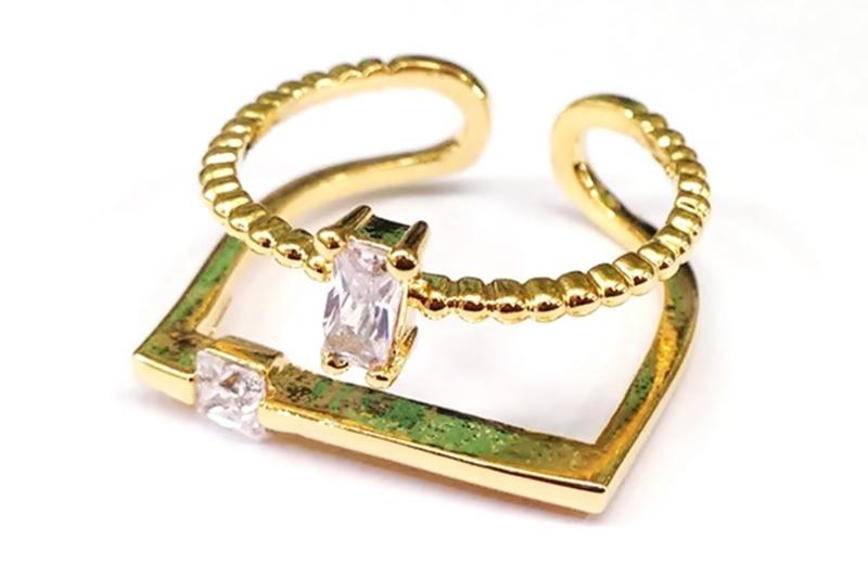 [Ozel] Stylish Glossy Brass Cubic Ring