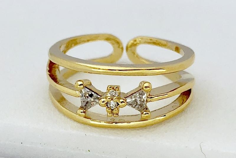 [Ozel] Wedding Guest Look Glossy Brass Cubic Ring