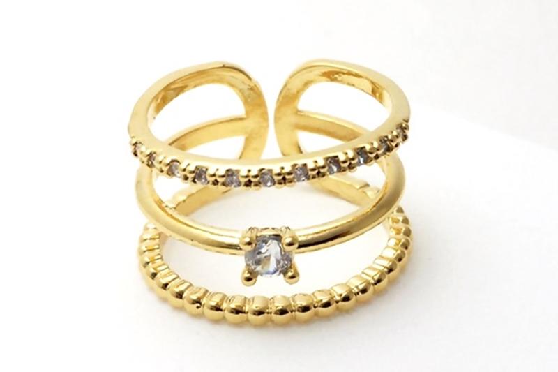 [Ozel] Elegant Glossy Brass Cubic Ring