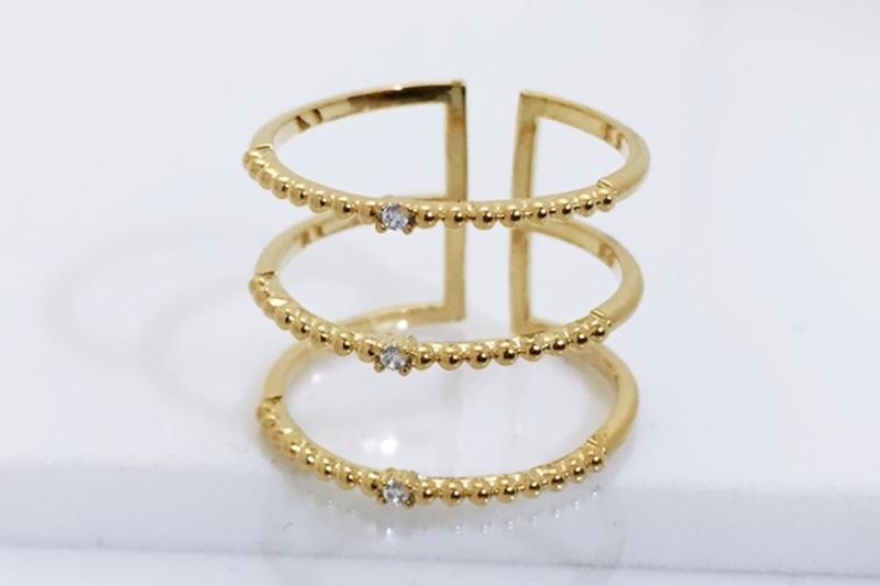 [Ozel] Elegant Glossy Brass Cubic Ring