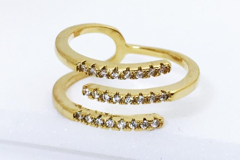[Ozel] Trendy Glossy Brass Cubic Ring