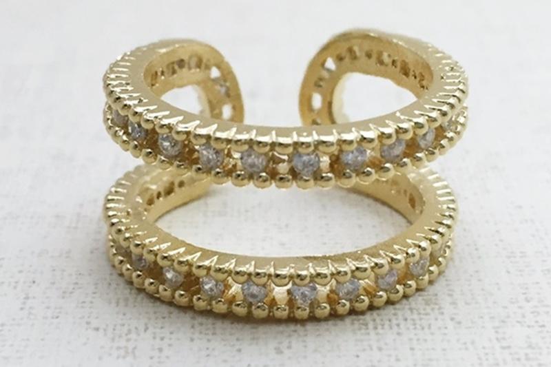 [Ozel] Elegant Glossy Brass Cubic Ring