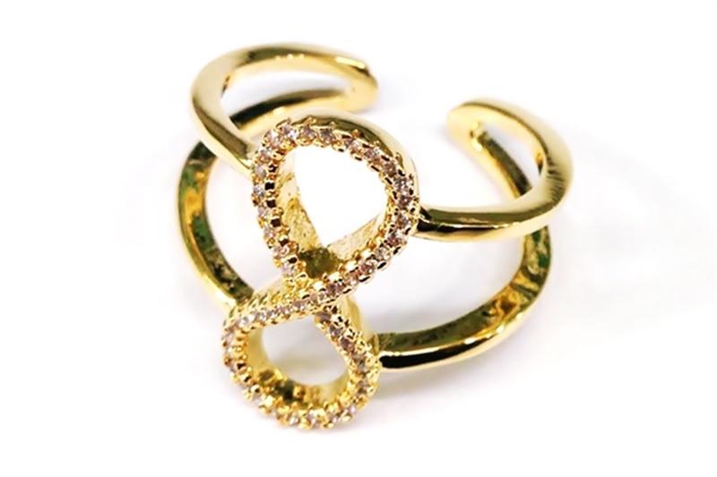 [Ozel] Sophisticated Glossy Brass Cubic Ring