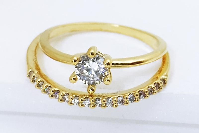 [Ozel] Layered Glossy Brass Cubic Rings