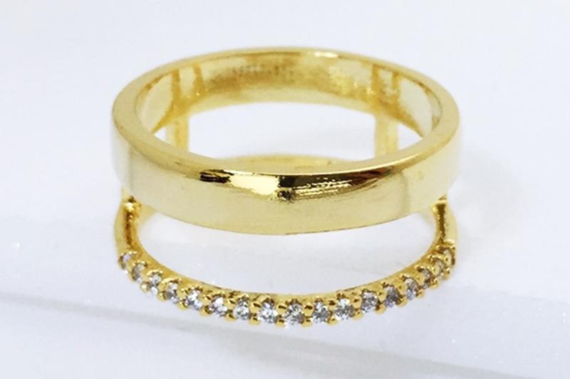 [Ozel] Wedding Guest Look Glossy Brass Cubic Ring [