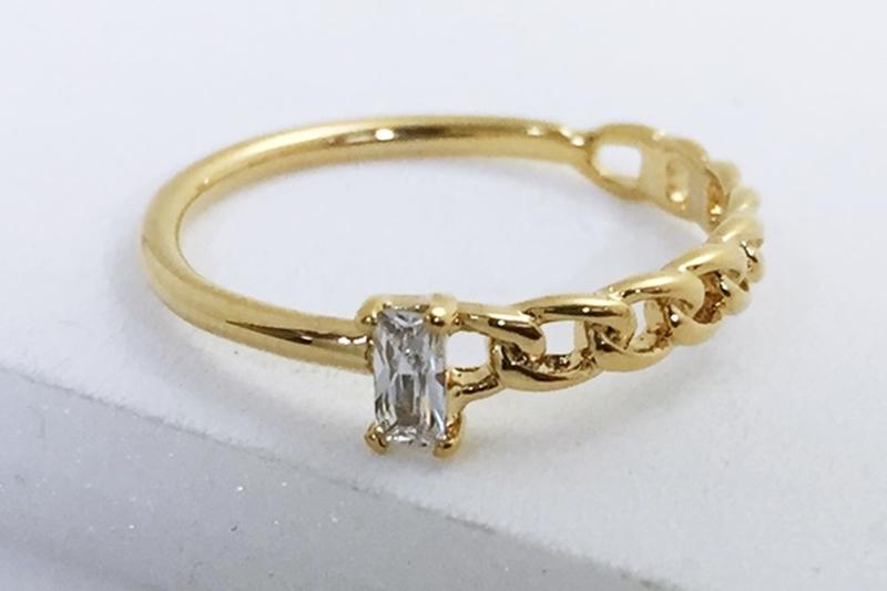 [Ozel] Romantic Mood Glossy Brass Cubic Ring