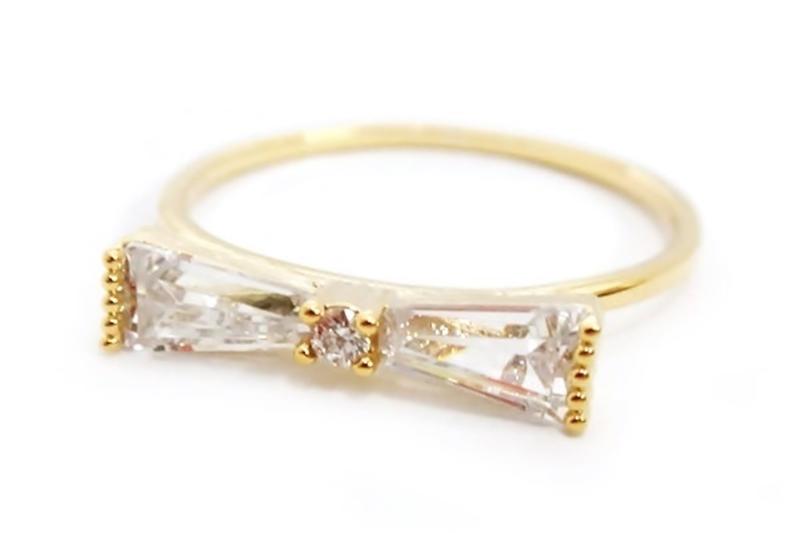 [Ozel] Sophisticated Glossy Brass Cubic Ring