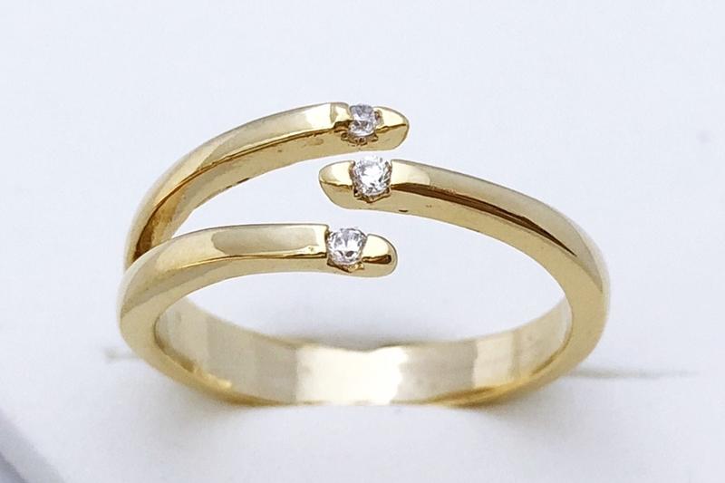 [Ozel] Layered Glossy Brass Cubic Ring