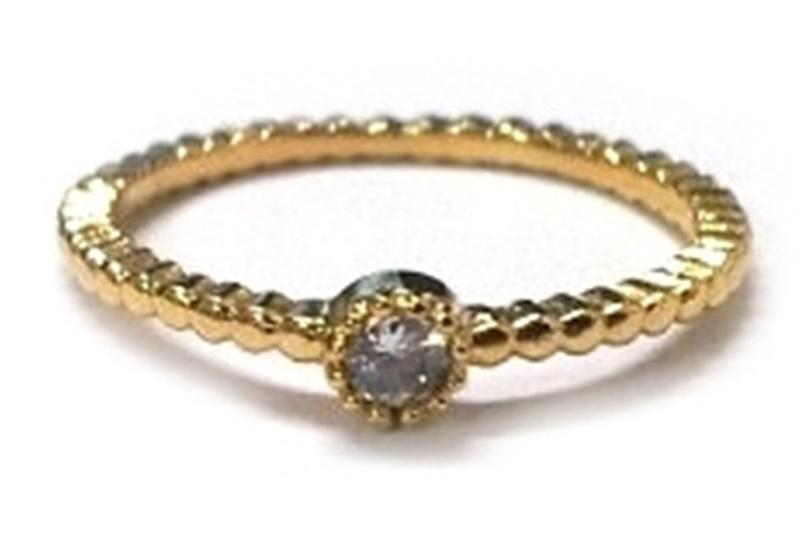 [Ozel] Delicate Fit Glossy Brass Cubic Ring