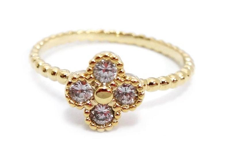 [Ozel] Delicate Fit Glossy Brass Cubic Ring