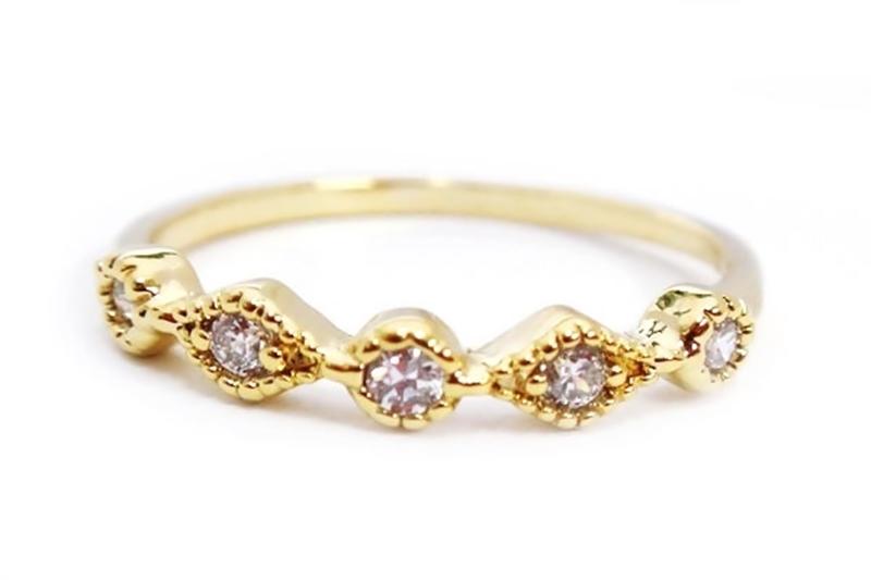 [Ozel] Casual Mood Glossy Brass Cubic Ring