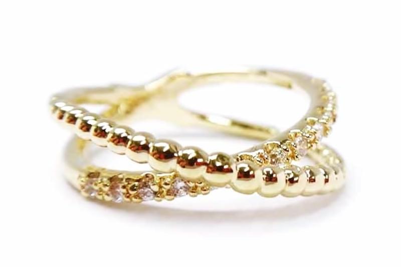 [Ozel] Vintage Vibe Glossy Brass Cubic Ring
