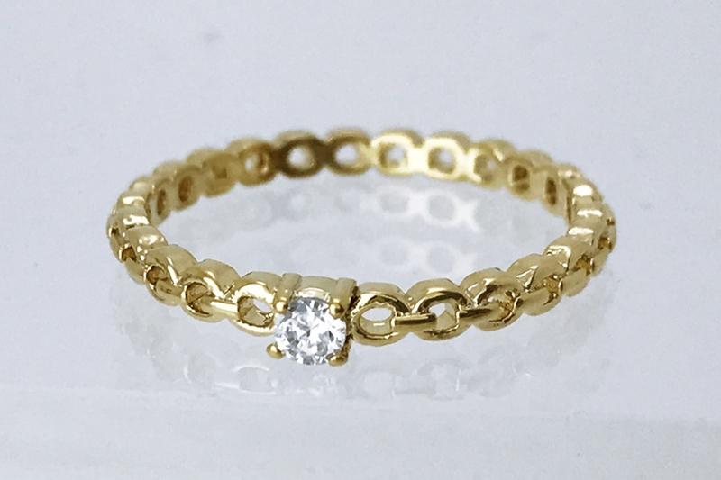 [Ozel] Layered Glossy Brass Cubic Ring