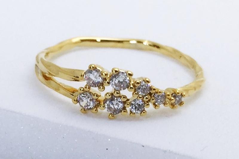 [Ozel] Casual Mood Glossy Brass Cubic Ring
