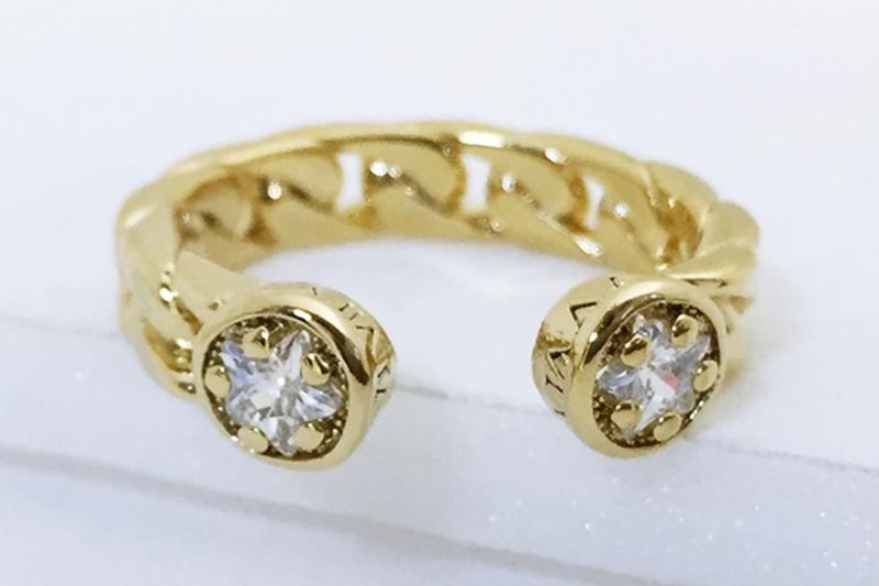 [Ozel] Casual Mood Glossy Chain Brass Cubic Ring [