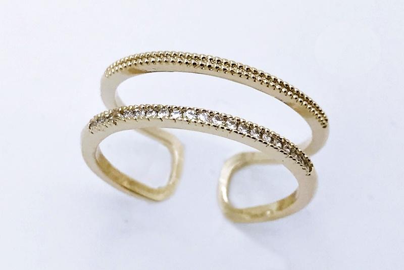 [Ozel] Feminine Glossy Brass Cubic Ring