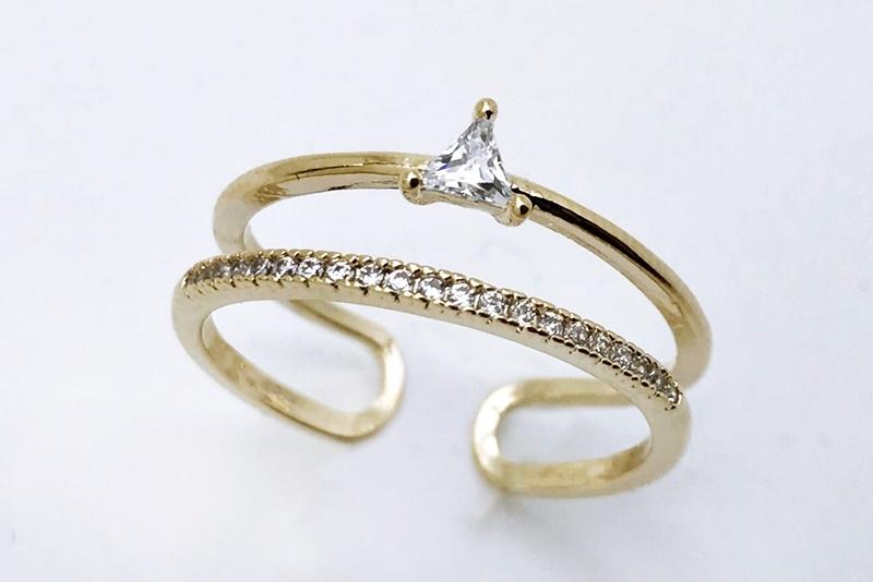 [Ozel] Elegant Glossy Brass Cubic Ring