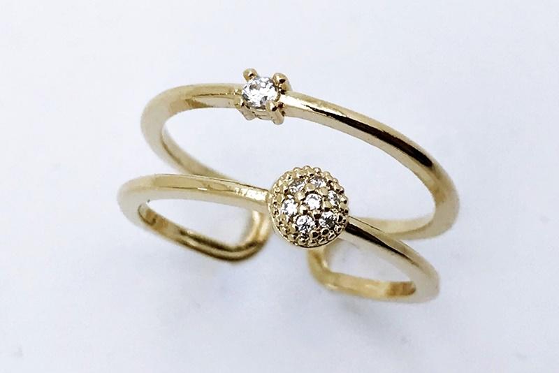 [Ozel] Wedding Guest Look Glossy Brass Cubic Ring