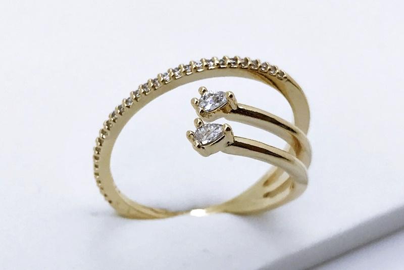 [Ozel] Layered Glossy Brass Cubic Ring